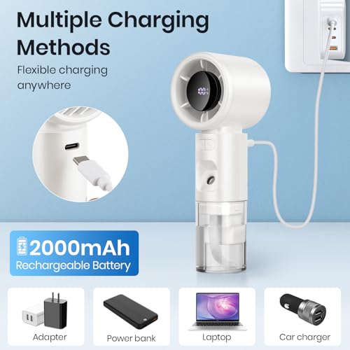 SUTENG Portable Handheld Misting Fan, 2 in1 Rechargeable Mini Turbo Fans, 5 Speed Adjustable Cooling Hand Fan, Personal Mister Fans with LED Digital Display for Beach, Travel, Outdoor, Office - Image 5