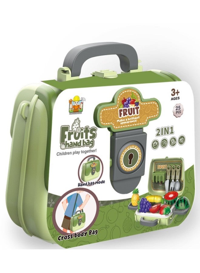 Children's Playhouse Simulation Hamburg Toolbox Cosmetics Handbag Crossbody Bag Boys And Girls Educational Toys-Color:Fruit Tote  - Image 1