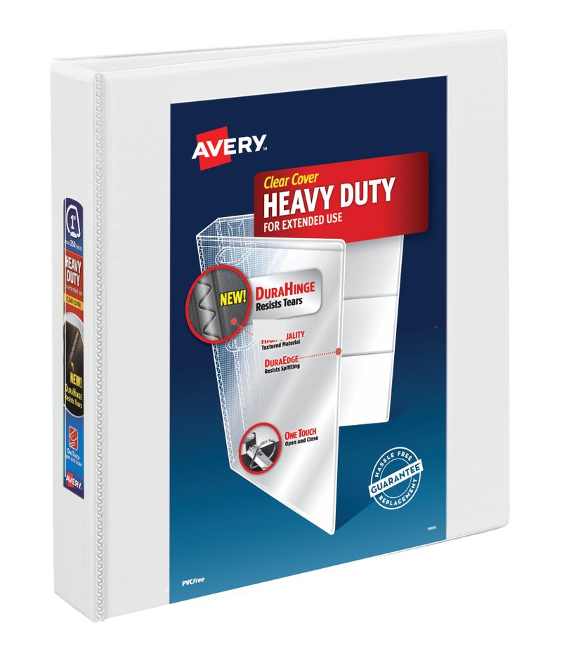 Avery Heavy-Duty View 3 Ring Binder, 1.5" One Touch EZD Rings, 1 White Binder (79195) - Image 1