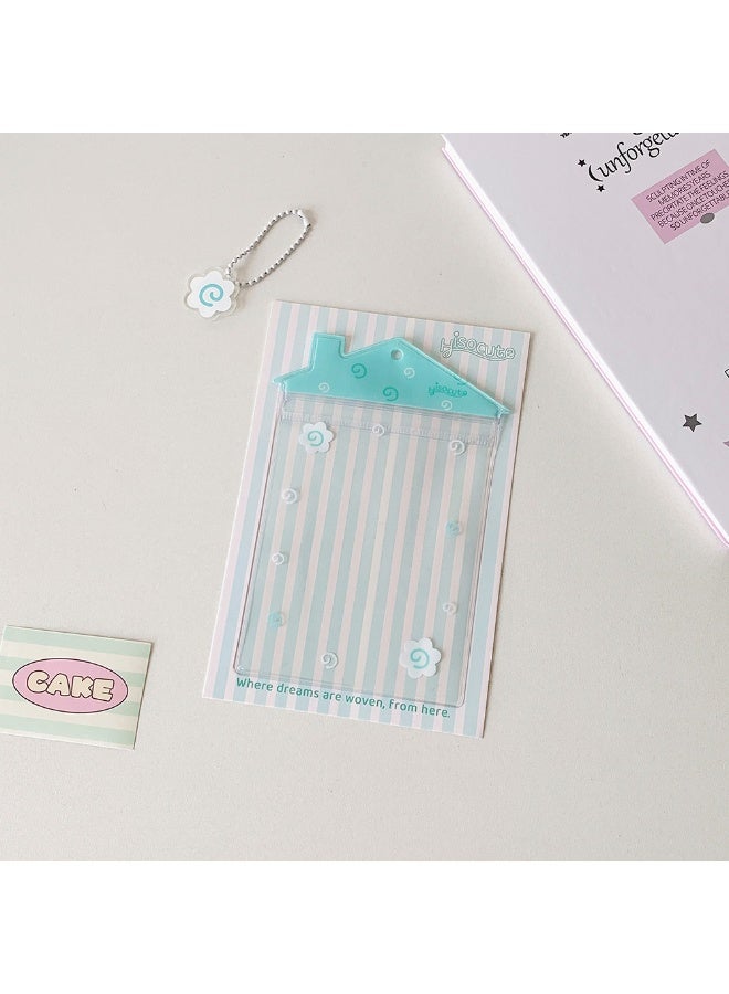 NIBEMINENT 1 - Piece Transparent Small House Doll Kpop Photo Card Holder Pendant Key Chain ID Badge Holder ID Card Holder Photo Card Protector for School ID Office ID Access Card for Women Girls - Image 1