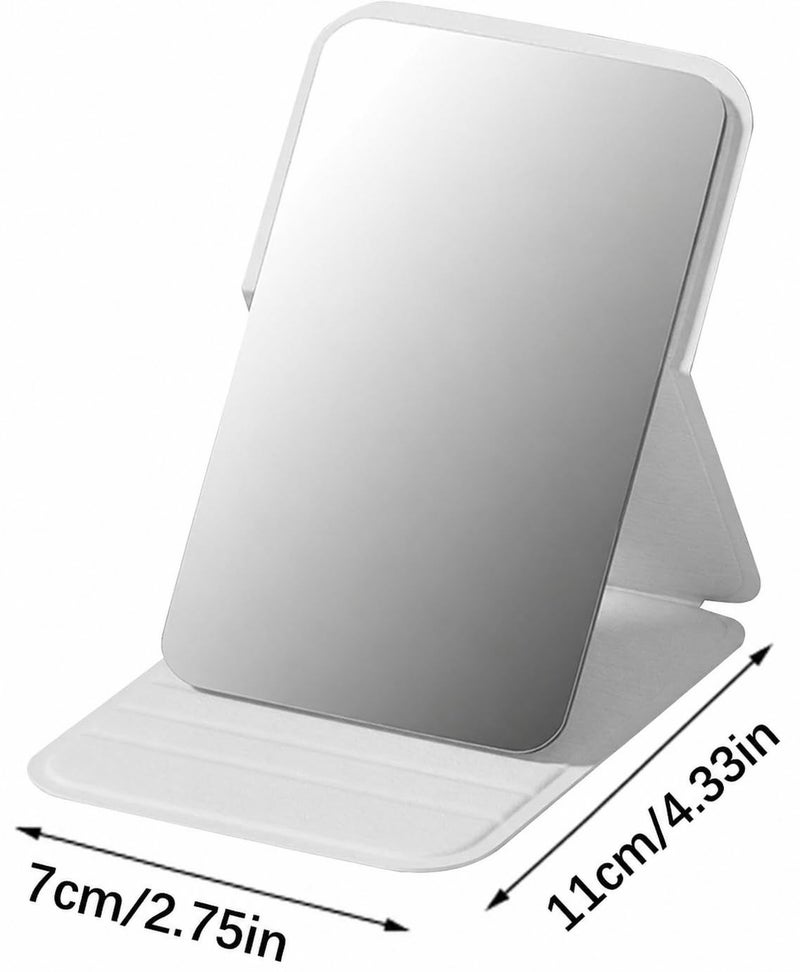 FLAVION Travel Mini Makeup Mirror(11 x 7 cm),Portable Folding Mirrorwith Stand,Light Weight and Slim Design for Purse,Travel,Use Anywhere,Easy Portability,Fits in Purse,Bag,Pocket (Grey, Pack of 1) - Image 2