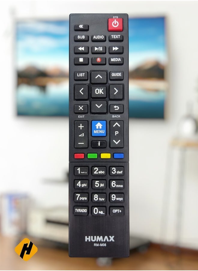 HuHa - RM-M08 Remote Control for Humax Set Top Box & Satellite Receiver Remote Black - Image 1