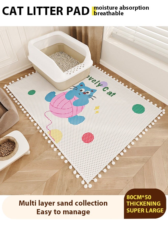 Generic Cat Litter Mat , Cat litter pad Trapping for Litter Box, cat litter pad anti slip foldable pet pad prevents cat litter from being taken out Cat waste, No-Slip & Large, Urine & Waterproof, Cat litter box splash guard pad Thickened moisture absorption and breathability,No Phthalate, Washable Easy Clean (50*80CM) ﻿  - Image 1