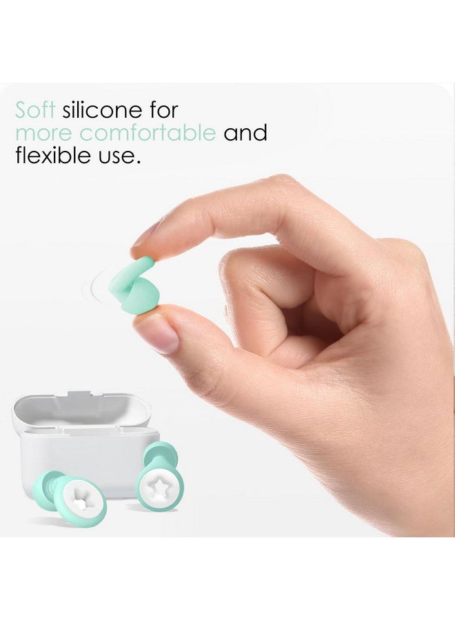 TecoKart® Ear Plugs for Noise Reduction: Flexible Silicone Earplugs for Noise Cancelling, Ear Plug for Flight Travel, Studying, Sleep - Includes 6 Ear Tips (S/M/L), White & Green Star - Image 4