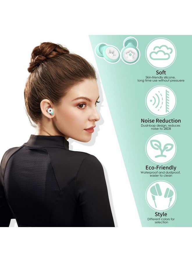 TecoKart® Ear Plugs for Noise Reduction: Flexible Silicone Earplugs for Noise Cancelling, Ear Plug for Flight Travel, Studying, Sleep - Includes 6 Ear Tips (S/M/L), White & Green Star - Image 3