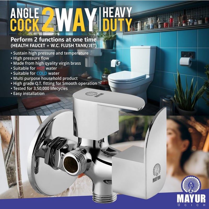MAYUR CICH Brass 2in1 Angle Valve with Health Faucet Shower Tube and Hook Complete Set for Batthroom Toilet Wash Basin ALIVE - Image 2