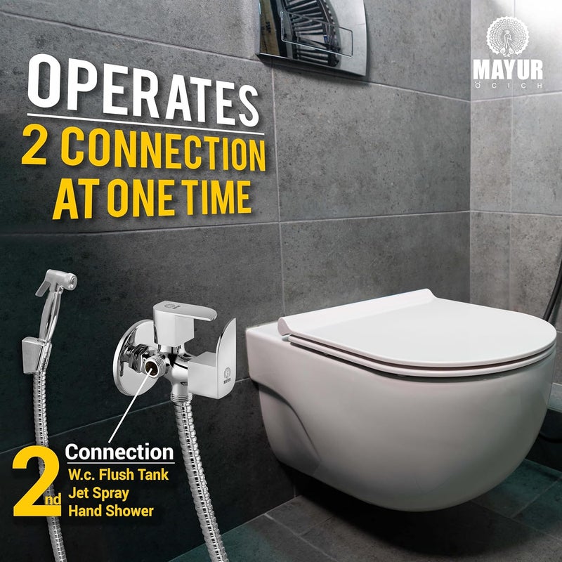 MAYUR CICH Brass 2in1 Angle Valve with Health Faucet Shower Tube and Hook Complete Set for Batthroom Toilet Wash Basin ALIVE - Image 4