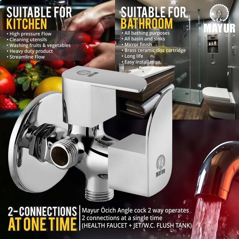 MAYUR CICH Brass 2in1 Angle Valve with Health Faucet Shower Tube and Hook Complete Set for Batthroom Toilet Wash Basin ALIVE - Image 3