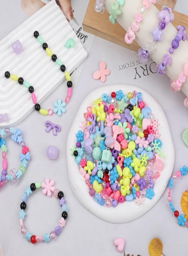 GMMA Assorted Acrylic Beads for Bracelet Making 200-240 Pcs Pony Beads Shapes Flower Bow Butterfly Candy Star Heart GummyBear Cute Beads for Jewelry Making (Mix 8 Colors) - Image 5