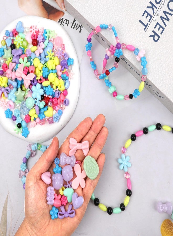 GMMA Assorted Acrylic Beads for Bracelet Making 200-240 Pcs Pony Beads Shapes Flower Bow Butterfly Candy Star Heart GummyBear Cute Beads for Jewelry Making (Mix 8 Colors) - Image 2
