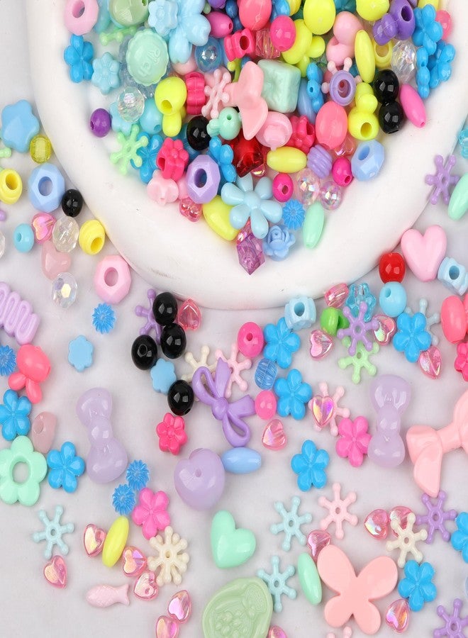 GMMA Assorted Acrylic Beads for Bracelet Making 200-240 Pcs Pony Beads Shapes Flower Bow Butterfly Candy Star Heart GummyBear Cute Beads for Jewelry Making (Mix 8 Colors) - Image 3