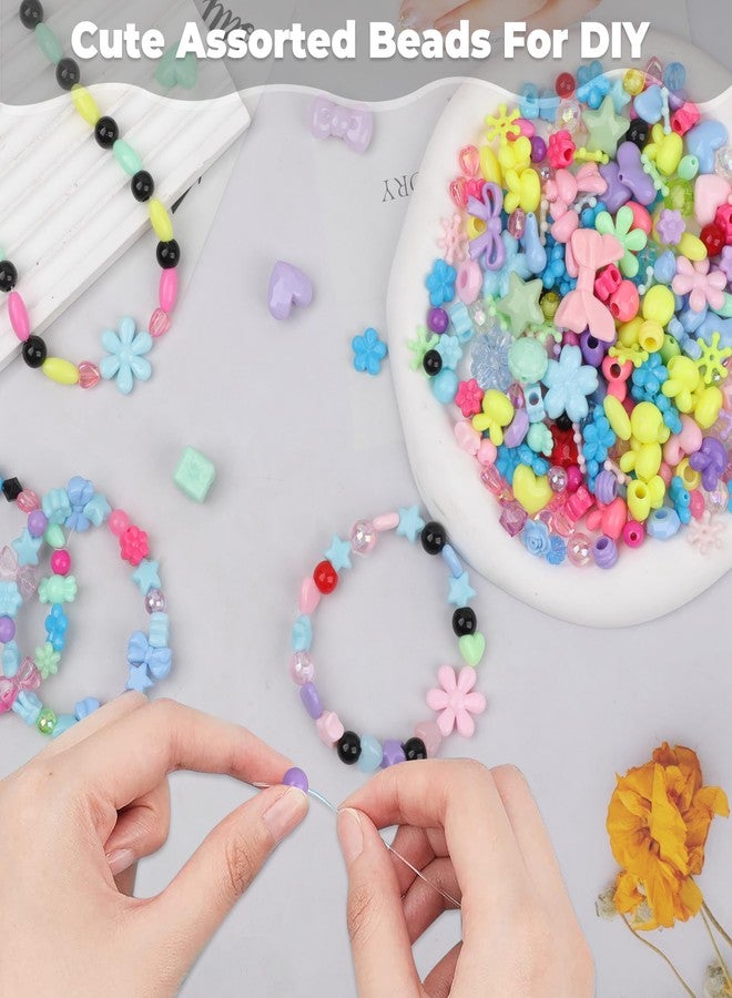 GMMA Assorted Acrylic Beads for Bracelet Making 200-240 Pcs Pony Beads Shapes Flower Bow Butterfly Candy Star Heart GummyBear Cute Beads for Jewelry Making (Mix 8 Colors) - Image 4