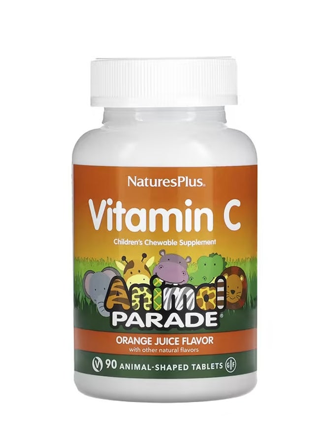 NaturesPlus Source of Life Animal Parade Vitamin C  Orange Juice 90 Animal-Shaped Tablets 