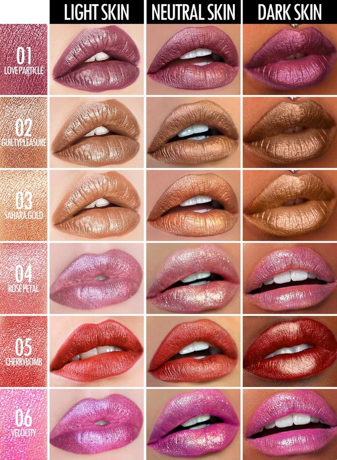 Anglicolor 6-Piece Mini Glitter Lipstick Set,High Pigmented,Lightweight Smooth Moisturizing Formula,Glossy Shine,Travel Size,Metallic Shimmer Lipstick Gift Sets For Women Girls Makeup kit - Image 3