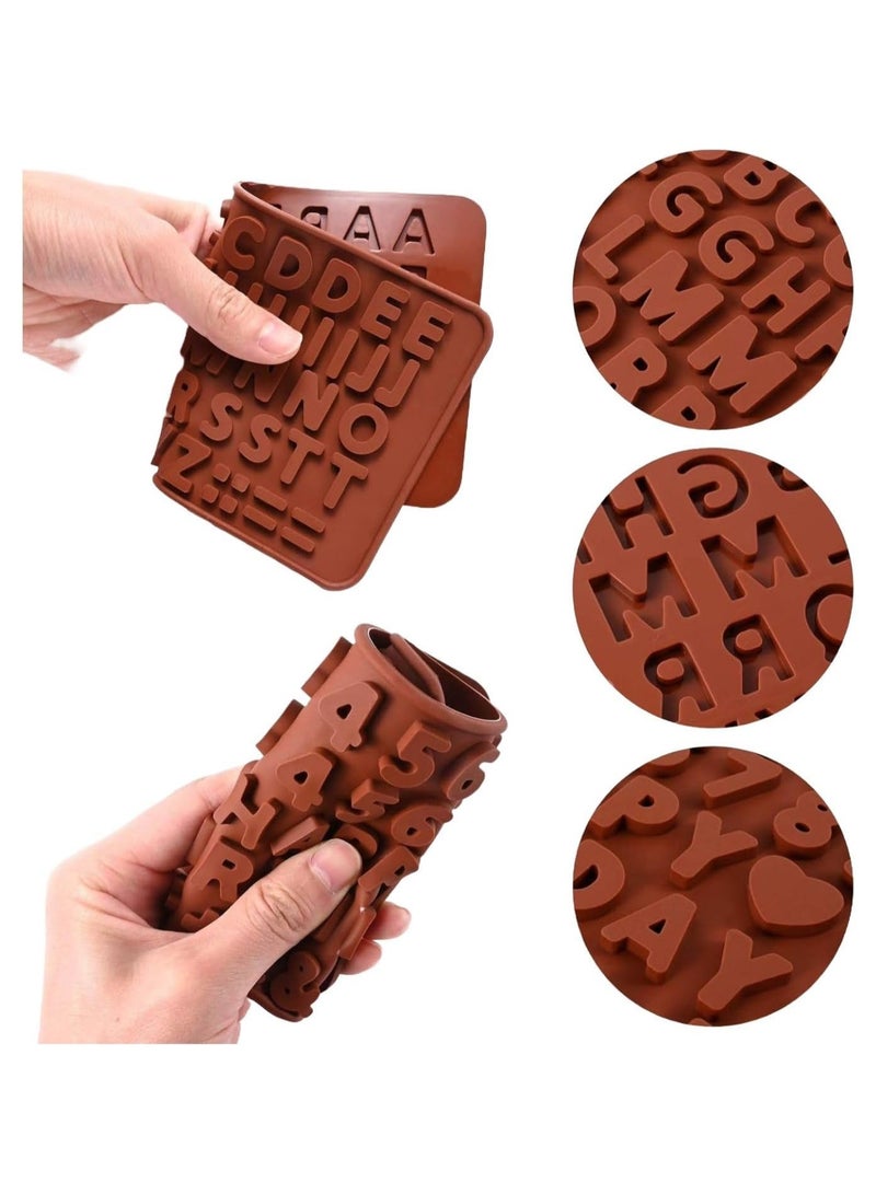 asmat asmiat Silicone Chocolate Molds,Silicone Letter Mold and Number Chocolate Molds with Happy Birthday Cake Decorations Symbols (Set of 6 Pcs) - Image 2
