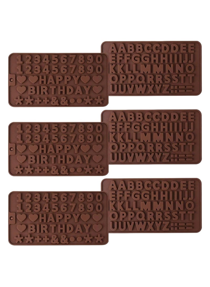 asmat asmiat Silicone Chocolate Molds,Silicone Letter Mold and Number Chocolate Molds with Happy Birthday Cake Decorations Symbols (Set of 6 Pcs) - Image 1