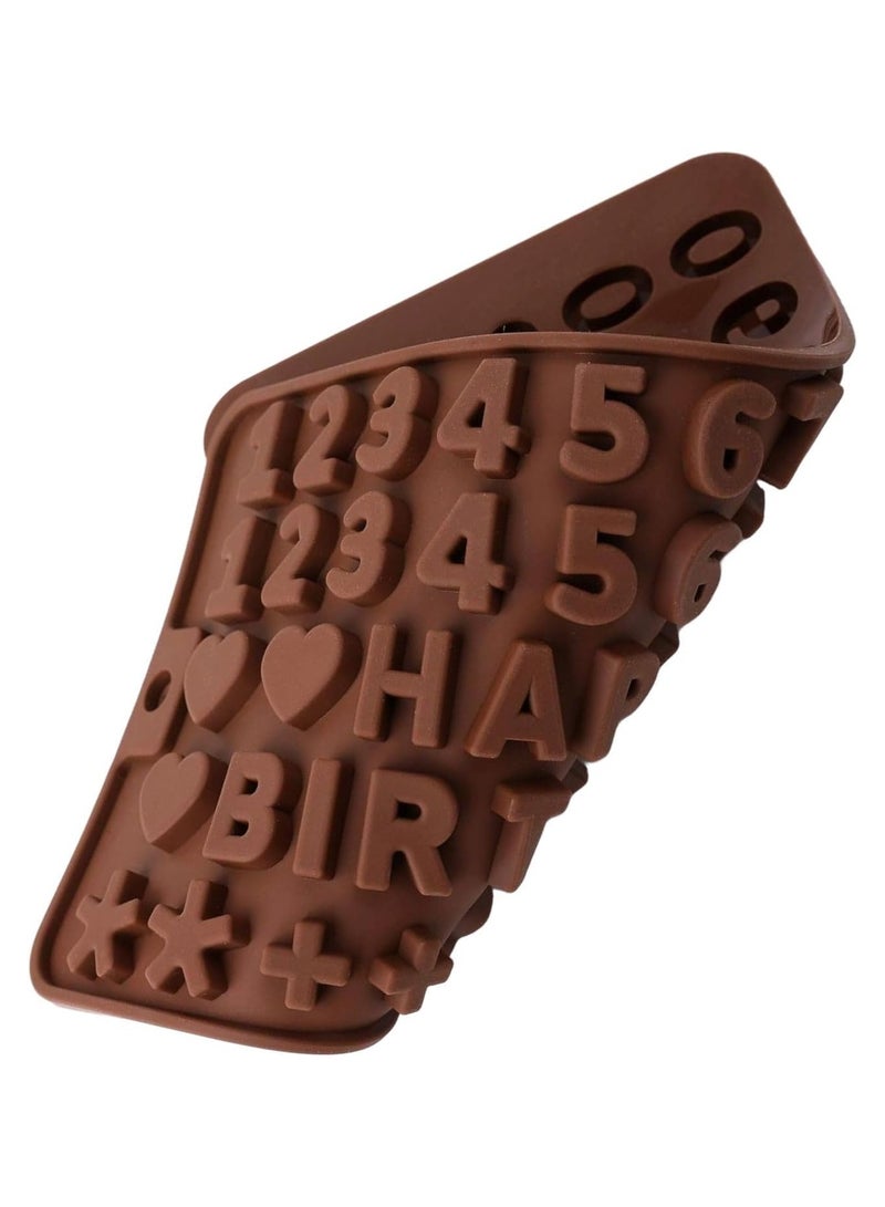 asmat asmiat Silicone Chocolate Molds,Silicone Letter Mold and Number Chocolate Molds with Happy Birthday Cake Decorations Symbols (Set of 6 Pcs) - Image 3