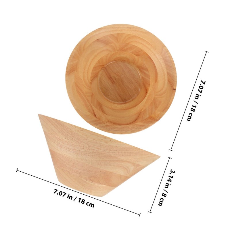 Yellow Rubberwood Stackable Salad Bowl 18X8 CM Multi Use Fruit Serving Kitchen Tableware - Image 3