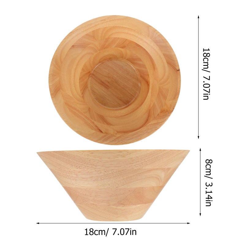 Yellow Rubberwood Stackable Salad Bowl 18X8 CM Multi Use Fruit Serving Kitchen Tableware - Image 4