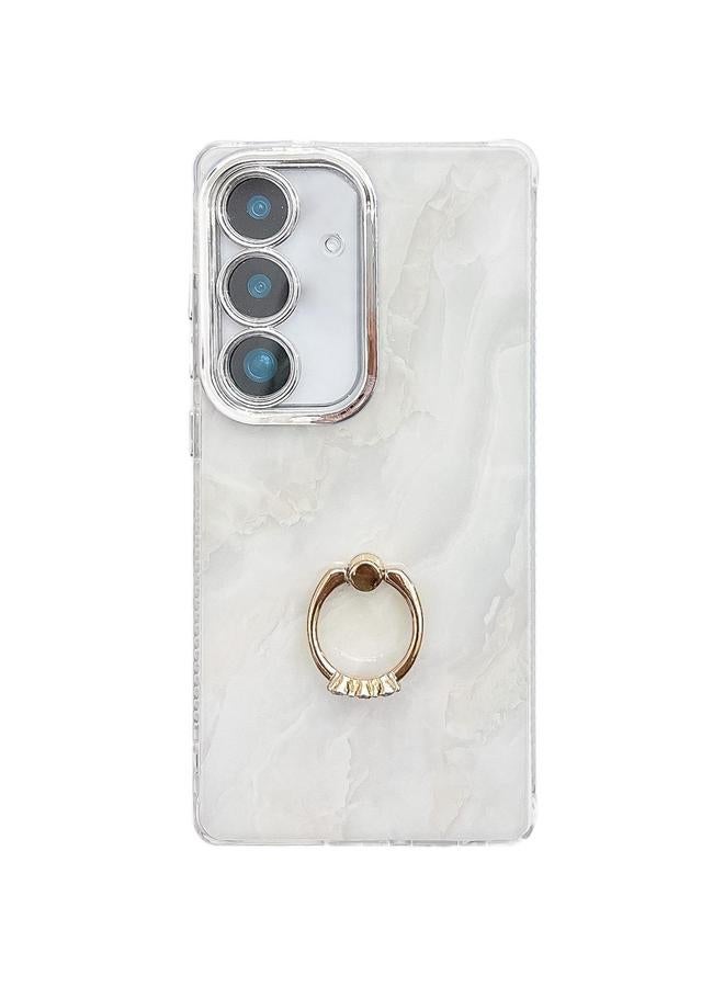 The Bros Case For Samsung Galaxy A56 5G Electroplated Marble Texture Ring Holder Phone Case