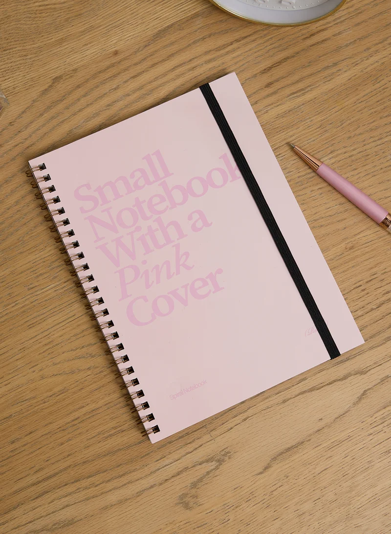 Typo Small Pink Spiral Notebook Elastic
