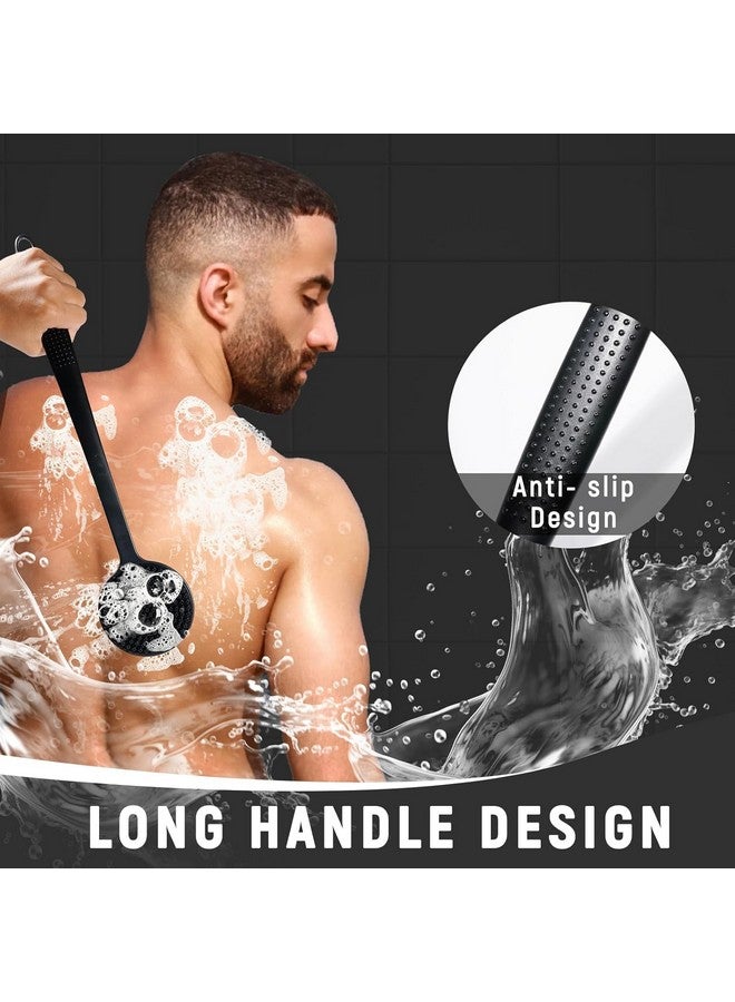 DPISZONE Silicone Back Scrubber for Shower, Lengthen Bath Body Brush with Long Handle, Double Sided Shower Brush for Exfoliating and Massage Can Produce Rich Foam, Long Handle Back Scrubber for Men - Image 4
