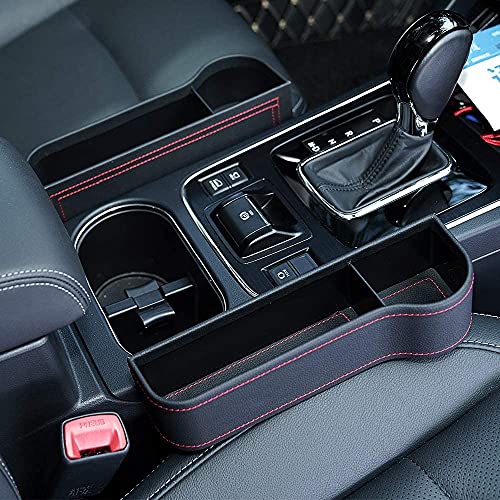 KolorFish Car Seat Gap Filler Organizer Storage Box Front Seat Console Side Pocket with Cup Holder 2 Pack for Cellphones Keys Cards Wallets Sunglasses (Black) - Image 2