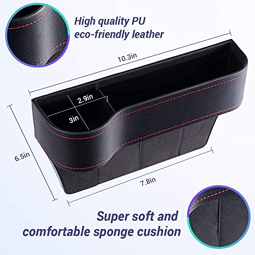 KolorFish Car Seat Gap Filler Organizer Storage Box Front Seat Console Side Pocket with Cup Holder 2 Pack for Cellphones Keys Cards Wallets Sunglasses (Black) - Image 3