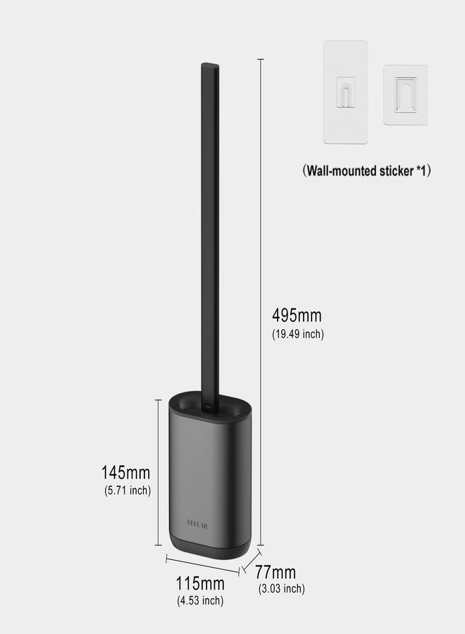 VEELAR Toilet Brush and Holder Set - Wall Mounted Bathroom Scrub Brush, Toilet Bowl Brush and Plunger Set for Bathroom Cleaner (Grey) - Image 2