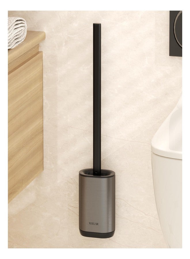 VEELAR Toilet Brush and Holder Set - Wall Mounted Bathroom Scrub Brush, Toilet Bowl Brush and Plunger Set for Bathroom Cleaner (Grey) - Image 1