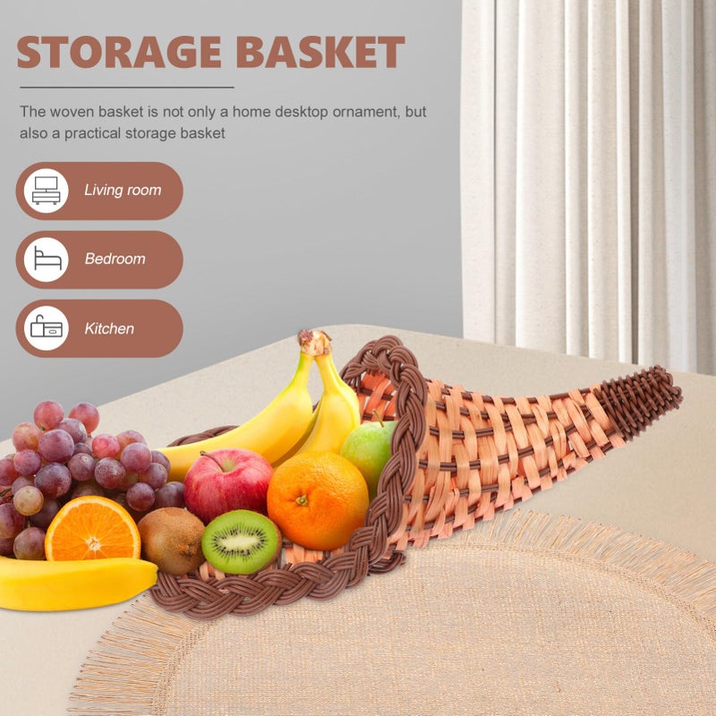 Handwoven Decorative Basket For Kitchen Storage And Tabletop Display Brown - Image 4