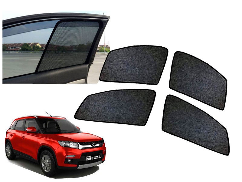 Auto Pearl Z Black Window Plug-in Half Sun Shades Car Curtain Compatible with - Maruti Suzuki Brezza 2016-2021 -Set of 4 Pcs - Image 1