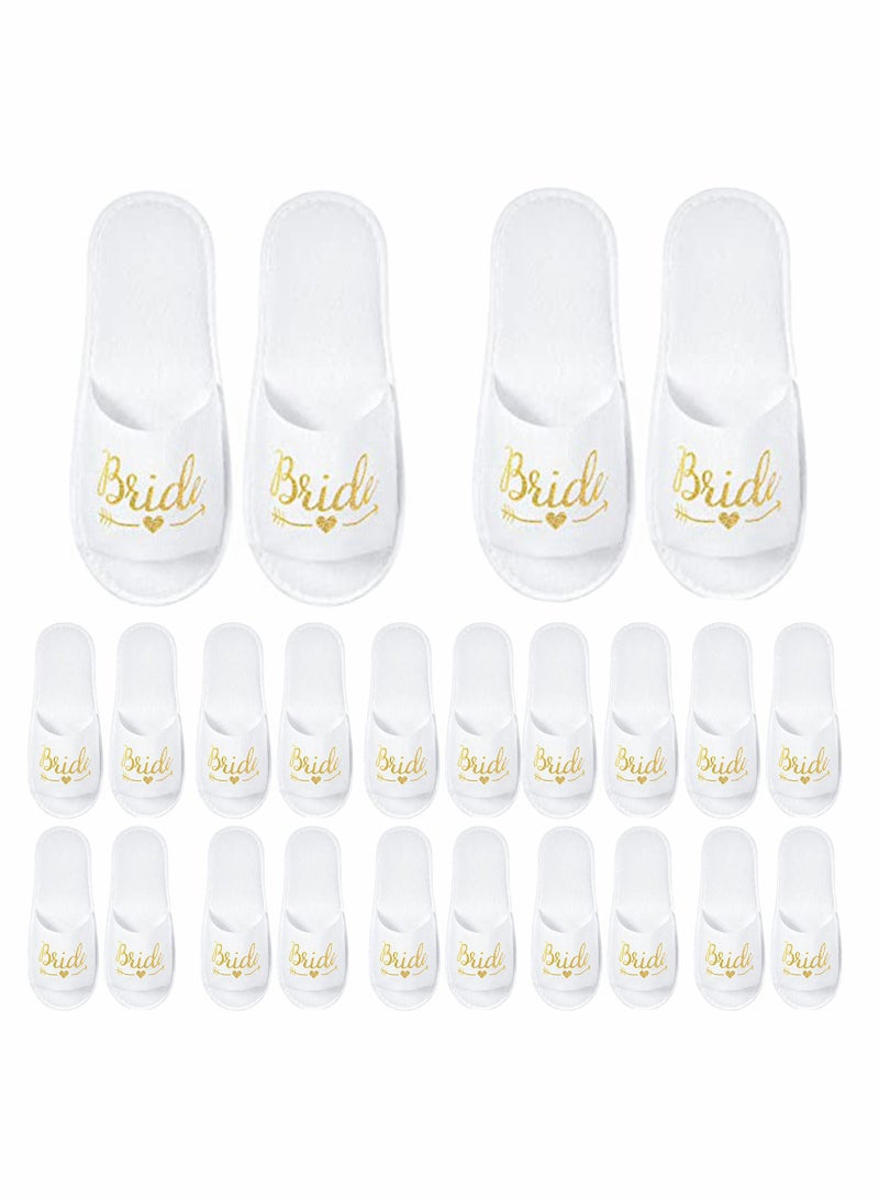 Excefore 12 Pairs Bride Slippers Disposable Open Toe Spa Slipper for The Bride Hen Do Accessories for Bridal Shower Hen Party - Image 1