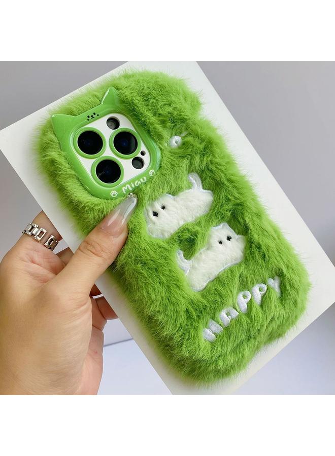 S-TOP Case For iPhone 15 Pro Plush Cute Cat Full Coverage Silicone Phone Case - Image 1