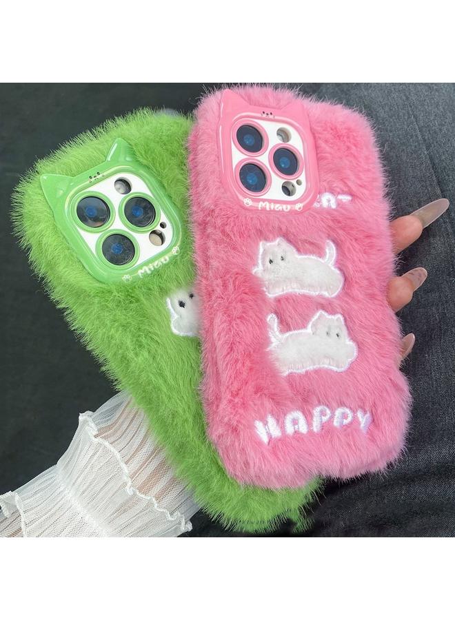 S-TOP Case For iPhone 15 Pro Plush Cute Cat Full Coverage Silicone Phone Case - Image 3