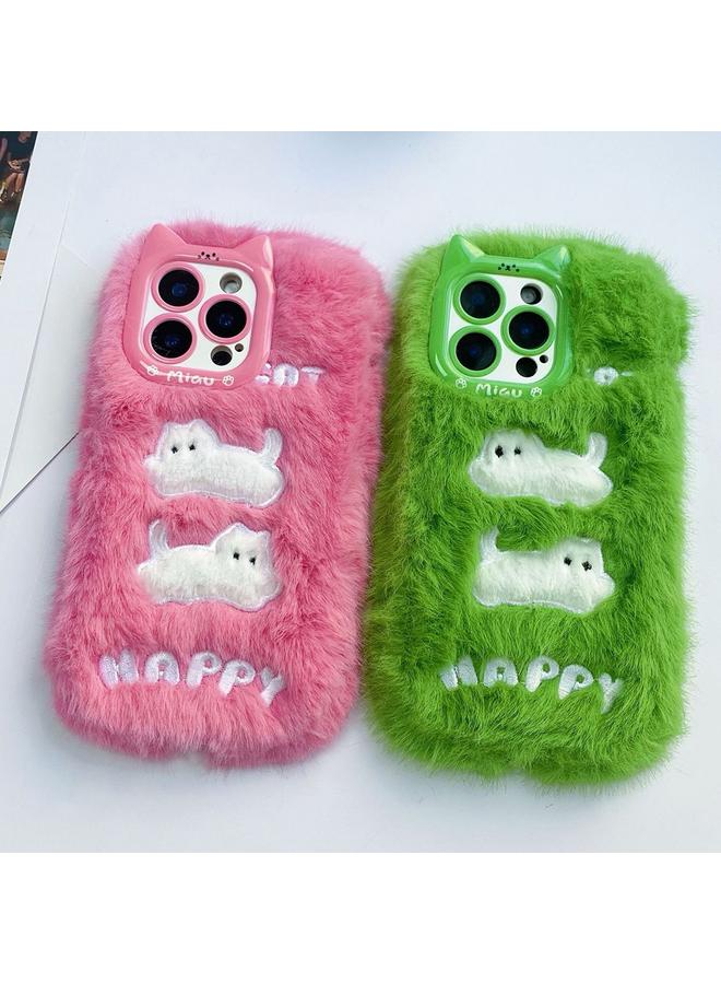 S-TOP Case For iPhone 15 Pro Plush Cute Cat Full Coverage Silicone Phone Case - Image 4