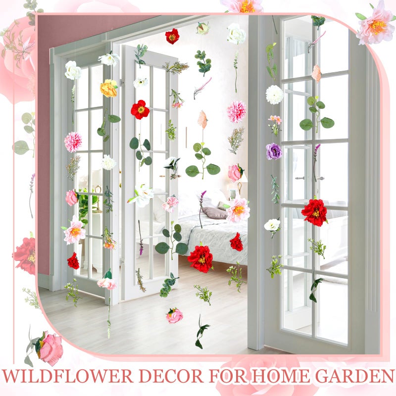 XunYee 6 Pcs 35.4 ft Flower Garlands Artificial Wildflower Vines Floral Hanging Backdrop Fake Flower Garlands Faux Silk Wildflower Vine for Wedding Bridal Shower Home Garden Wall Arch Decor(Blossom) - Image 5