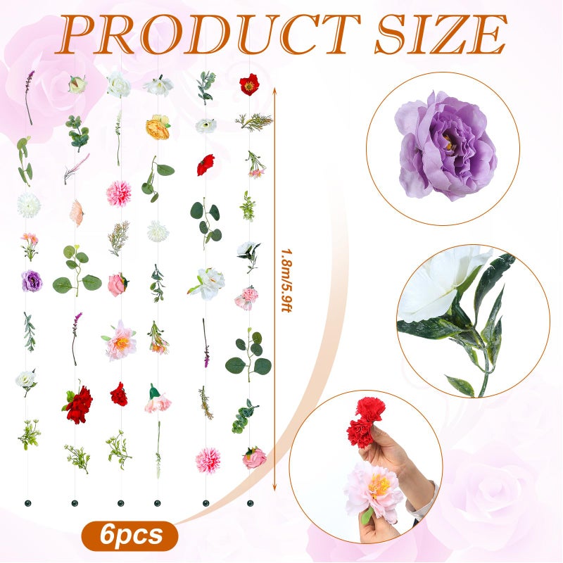 XunYee 6 Pcs 35.4 ft Flower Garlands Artificial Wildflower Vines Floral Hanging Backdrop Fake Flower Garlands Faux Silk Wildflower Vine for Wedding Bridal Shower Home Garden Wall Arch Decor(Blossom) - Image 2