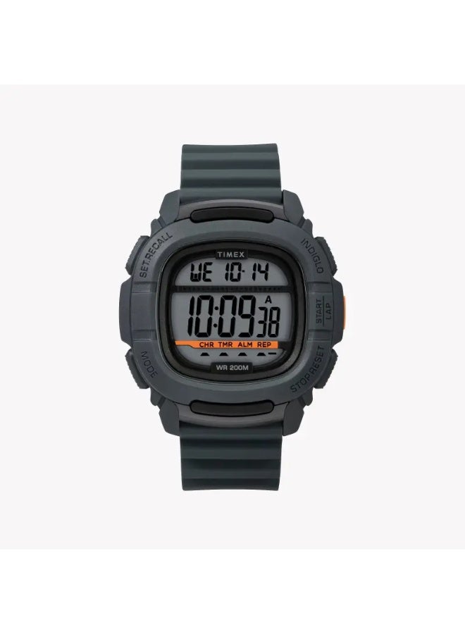 تيميكس ساعة TIMEX الرقمية COMMAND بحجم 47 مم للرجال  سيليكون رمادي، هيكل من الراتنج، مقاومة للماء، مع إضاءة INDIGLO - Image 1