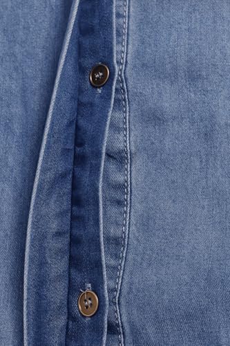 utcoco Denim Dress for Women 2025 Casual Loose Long Sleeve Classic Vintage Button Down Jean Shirt Dresses with Pockets (XX-Large, Light Blue) - Image 5