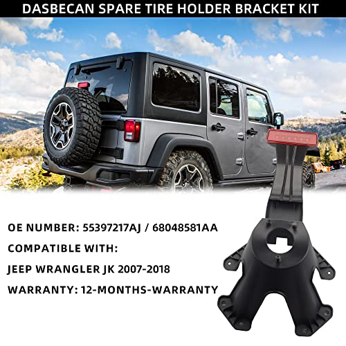 Dasbecan 55397217AJ Spare Tire Holder Bracket Tire Carrier Rack Compatible with Jeep Wrangler JK 2007-2018 68048581AA High Center Mount 3rd Third Brake Light Assembly with Line - Image 3