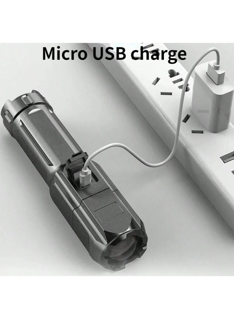Super bright LED flashlight, mini portable flashlight with high brightness chip, zoom adjustment, lightweight and compact, rechargeable, suitable for disaster prevention, power outage, camping, mountaineering, night fishing, indoor and outdoor use - Image 5