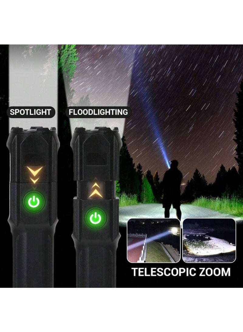 Super bright LED flashlight, mini portable flashlight with high brightness chip, zoom adjustment, lightweight and compact, rechargeable, suitable for disaster prevention, power outage, camping, mountaineering, night fishing, indoor and outdoor use - Image 3