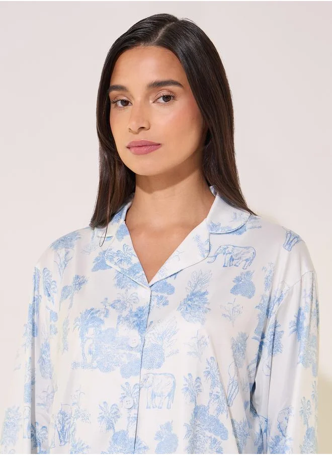 Styli All-Over Print Shirt and Pyjama Set