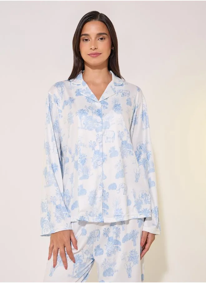 Styli All-Over Print Shirt and Pyjama Set