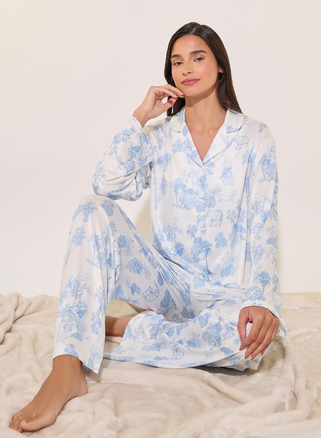 تايك تو طقم بيجامة وقميص بطبعة شاملة - Image 1