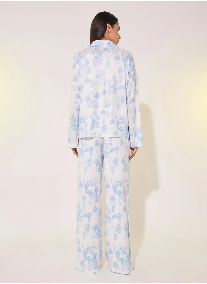 Styli All-Over Print Shirt and Pyjama Set