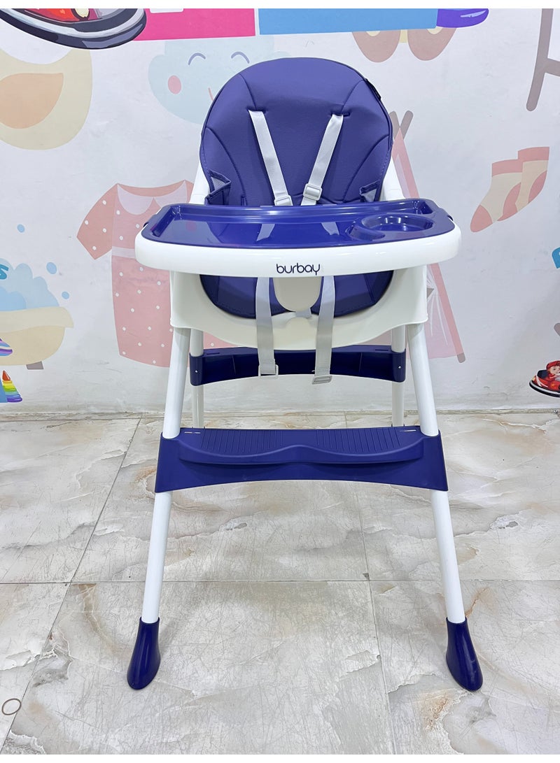 burbay Burbay 2-in-1 Foldable Baby High Chair & Rocking Chair - Adjustable Recliner with 360° Wheels(DM114) - Image 2