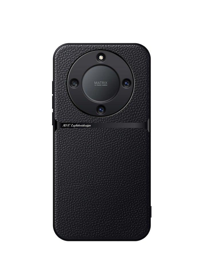 Phone Case Cover Leather TPU Back Case Cover shock resistant Compatible with Honor x9a (Black) - Image 1