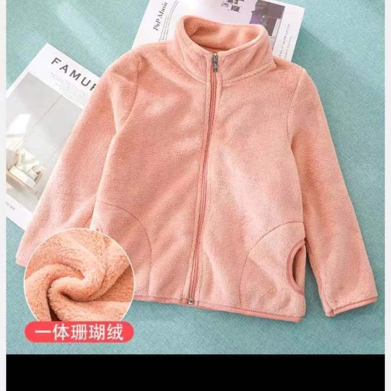 Kids Warm Autumn Winter Coat 2022 New Thick Fleece Light blue  - Image 4